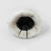 Winter Faux Fur Cow Bucket Hat Fuzzy Cute Animal Horns Cap