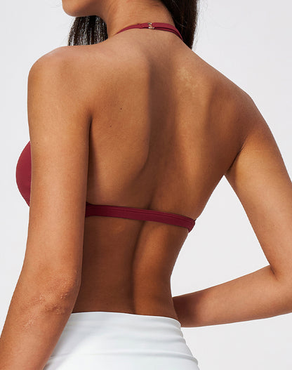 Halter Backless Open Back Sports Bra