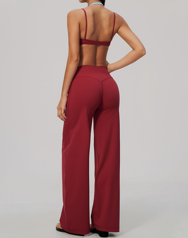 2 Piece Color Block Sports Bra and Flare Pant Sets