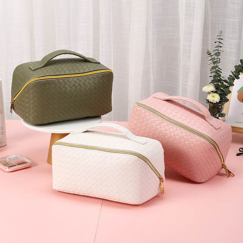 PU Leather Woven Storage Makeup Bag | Organize Your Cosmetics in Style