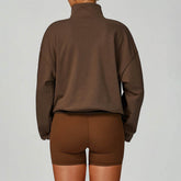 Half Zip Long Sleeve Crop Top Sports Sweatshirt