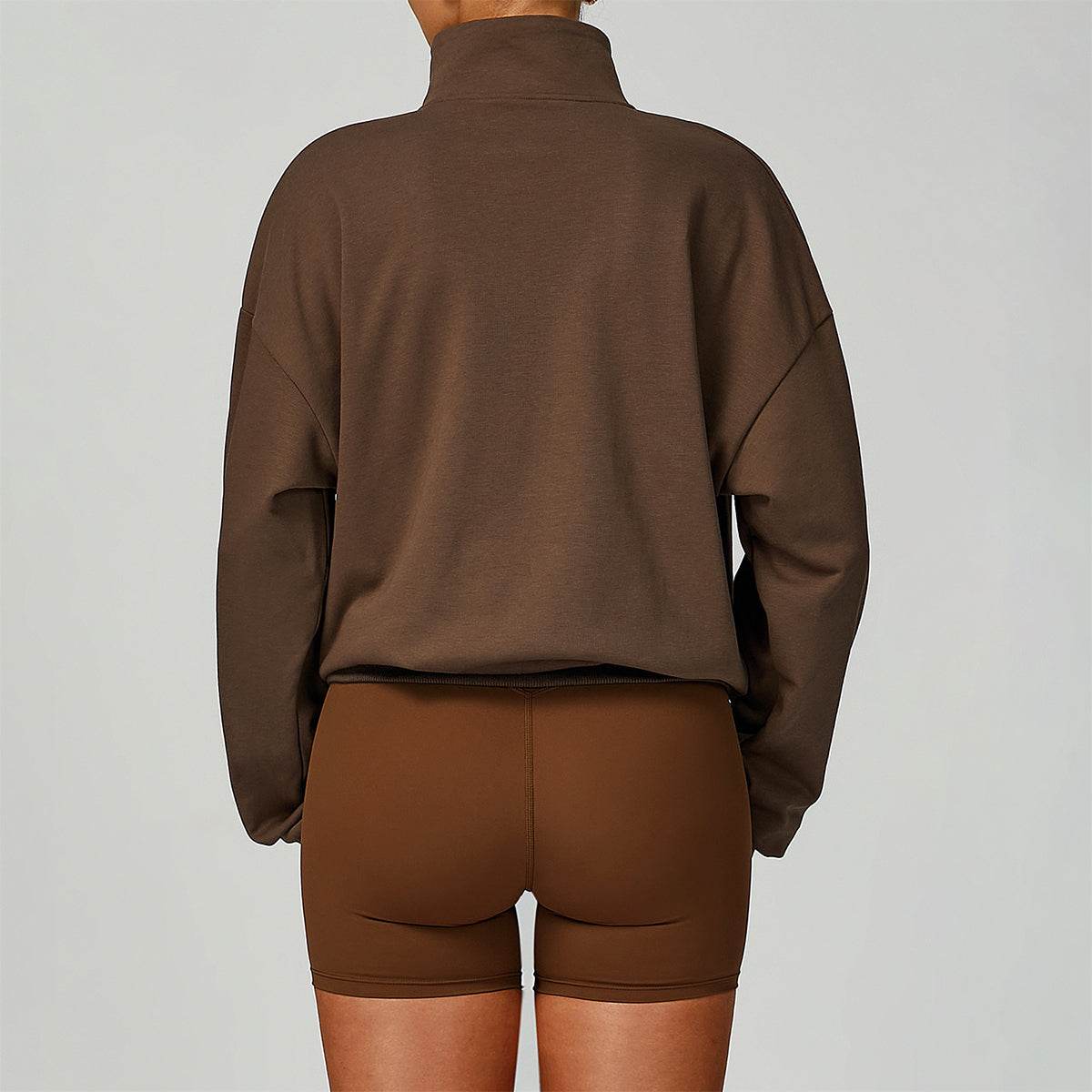 Half Zip Long Sleeve Crop Top Sports Sweatshirt