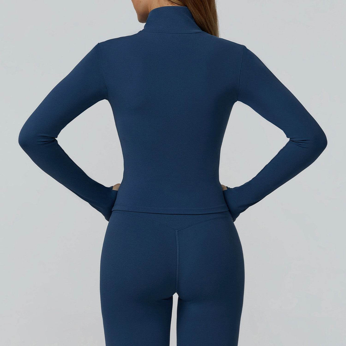 Cropped Running Jacket Slim Fit Athletic Top with Thumb Hole