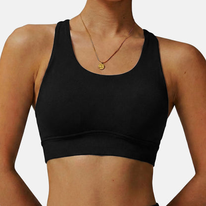 U-Shaped Neckline Yoga Tank Tops Criss Cross Back Sports Bra