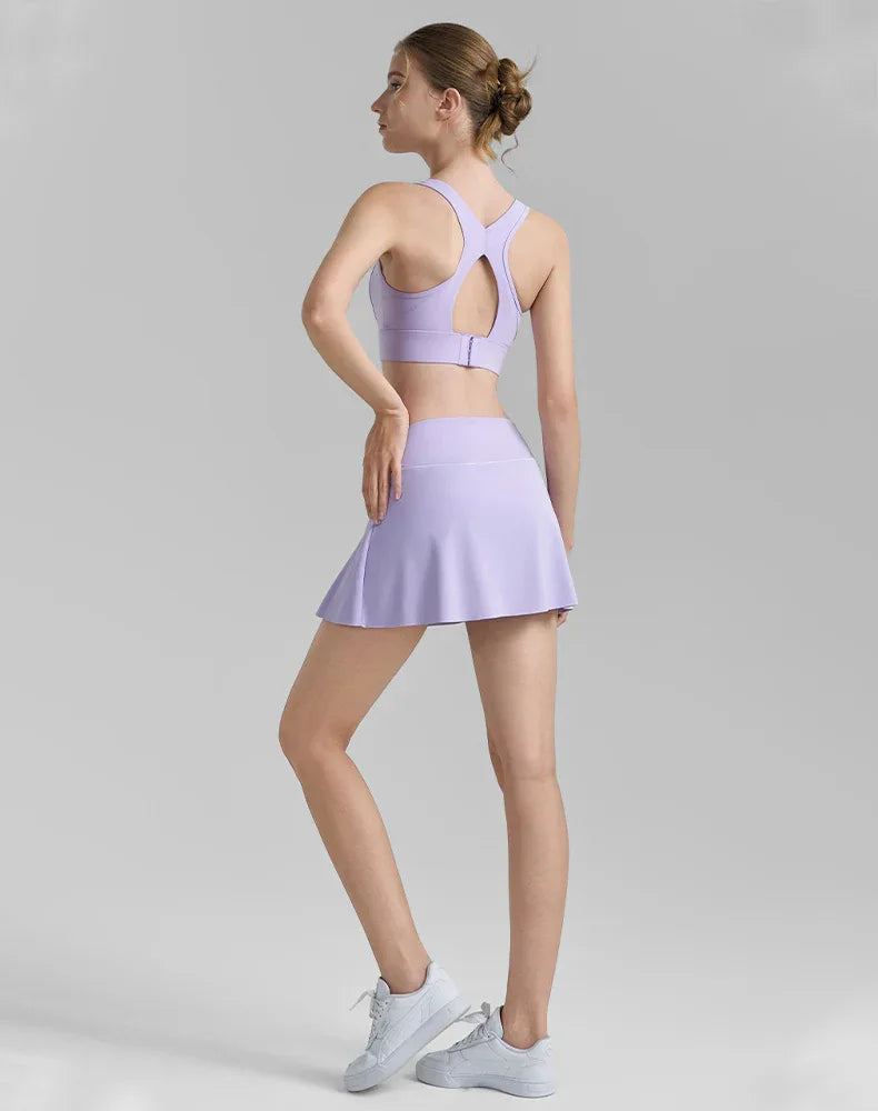 Athletic Tennis Set with Racerback Sports Bra and Golf Skirt -