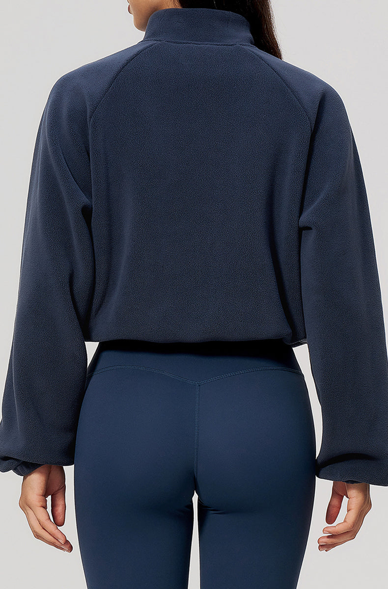 Winter Polar Fleece Jacket with Contrast Zippered Pockets