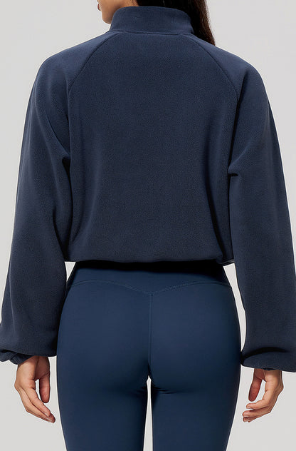Winter Polar Fleece Jacket with Contrast Zippered Pockets