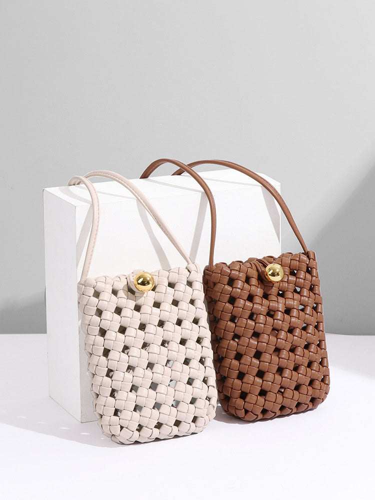 PU Leather Woven Mobile Phone Bag | Stylish Shoulder Crossbody Design