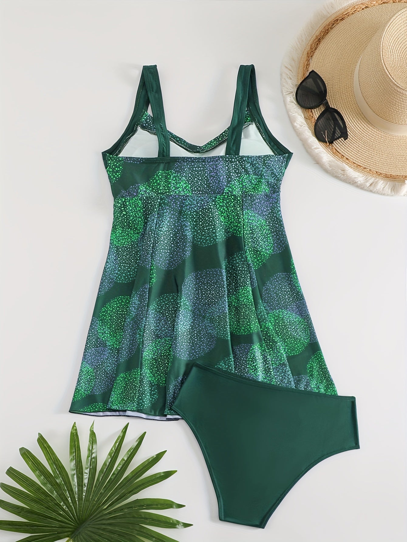 Fashionable Printed V-Neck Skirted Tankini Set