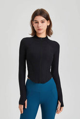 Full Zip-up Yoga Jacket with Thumb Holes