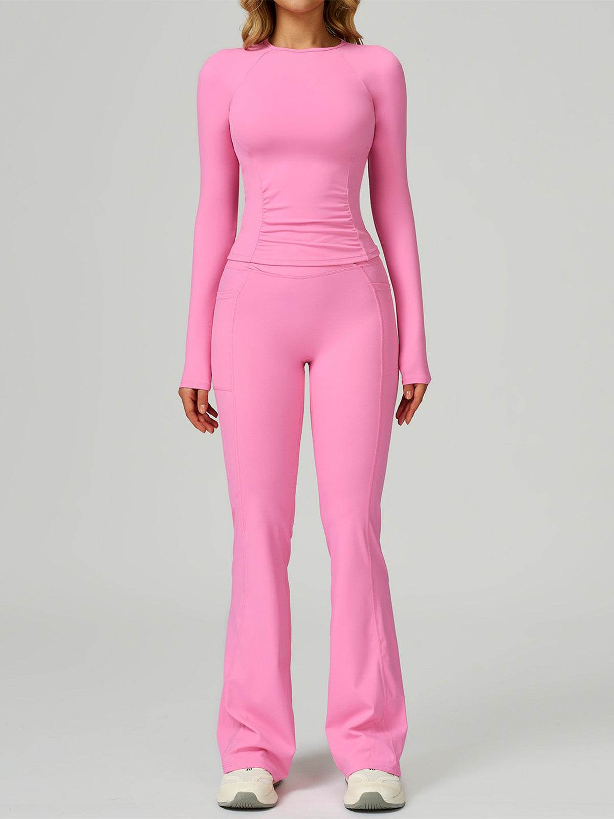 Sport Set with Long Sleeve Crew Neck T-Shirt and Flared Pant