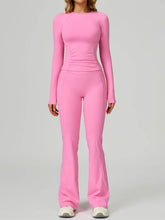 Sport Set with Long Sleeve Crew Neck T-Shirt and Flared Pant
