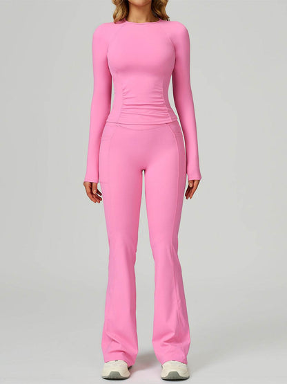 Sport Set with Long Sleeve Crew Neck T-Shirt and Flared Pant