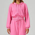 Long Sleeve Full Zip Up Crop Drawstring Hoodie Jacket