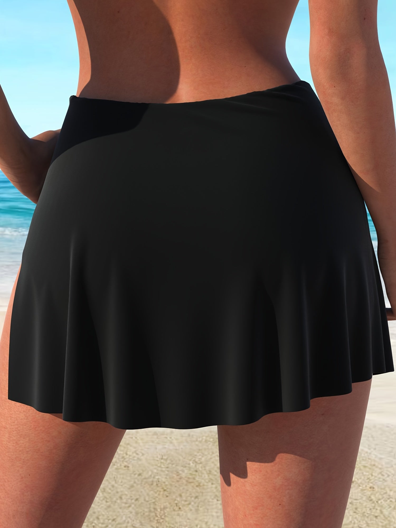 High Waist Side Split Swim Skorts