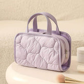 Solid Color Portable Cosmetic Bag with Handle
