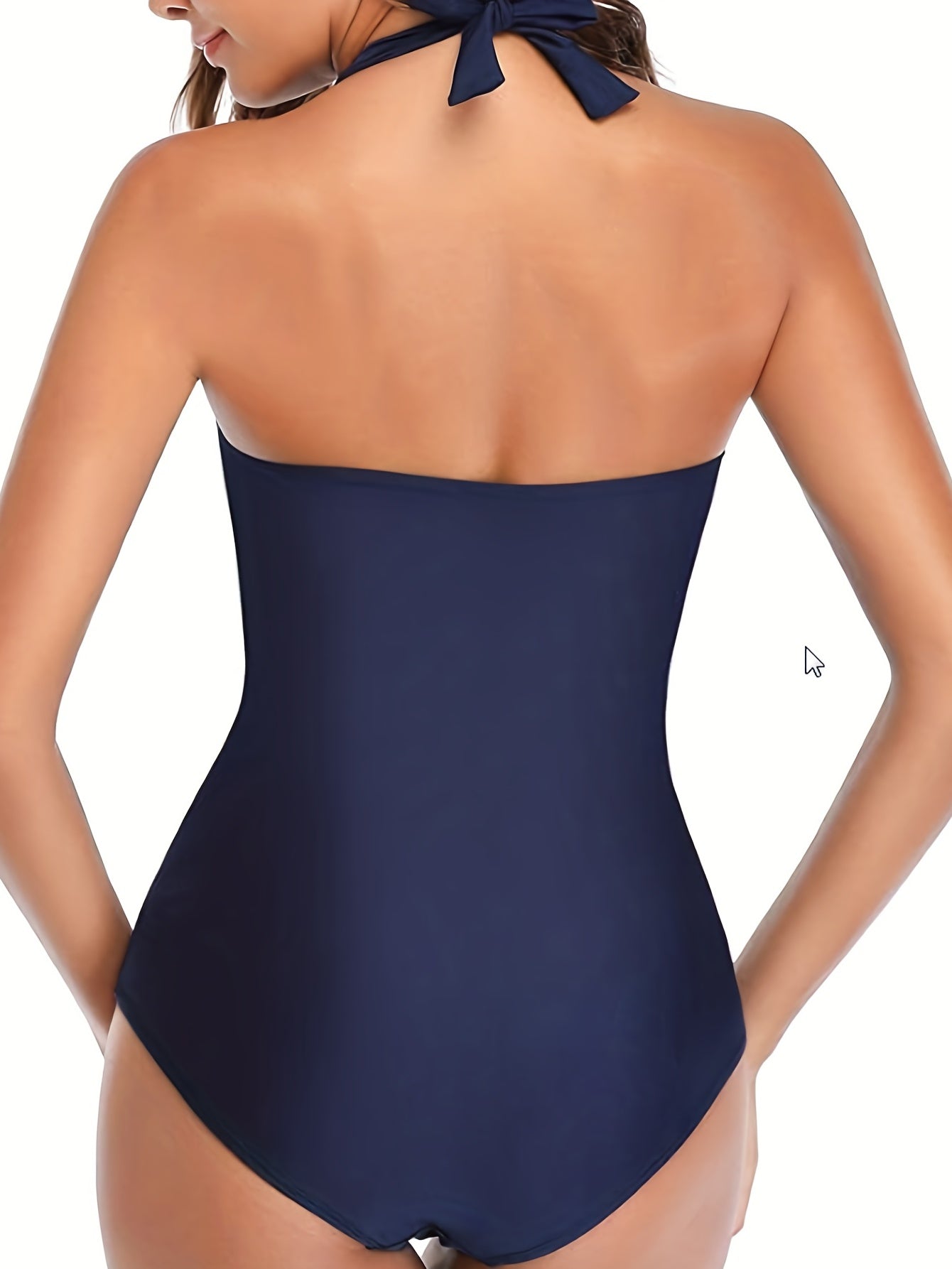 Ruched Halter Backless One-Piece Swimsuit - Create Sexy Silhouette