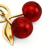 Glitter Metal Cherry Charm Keychain