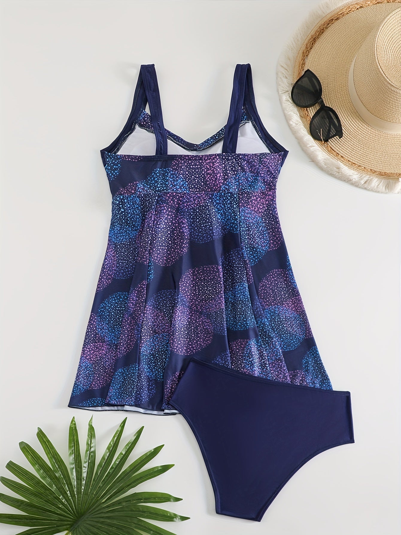 Fashionable Printed V-Neck Skirted Tankini Set