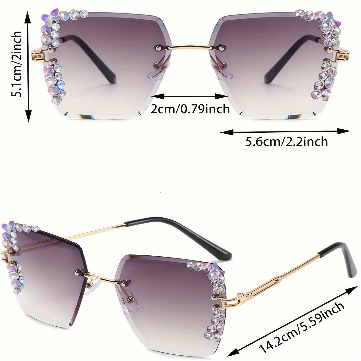 Rhinestone Inlaid Frame Glasses