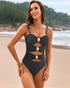 Cutout One Piece Swimsuit Ruched Color Block Bathing Suit