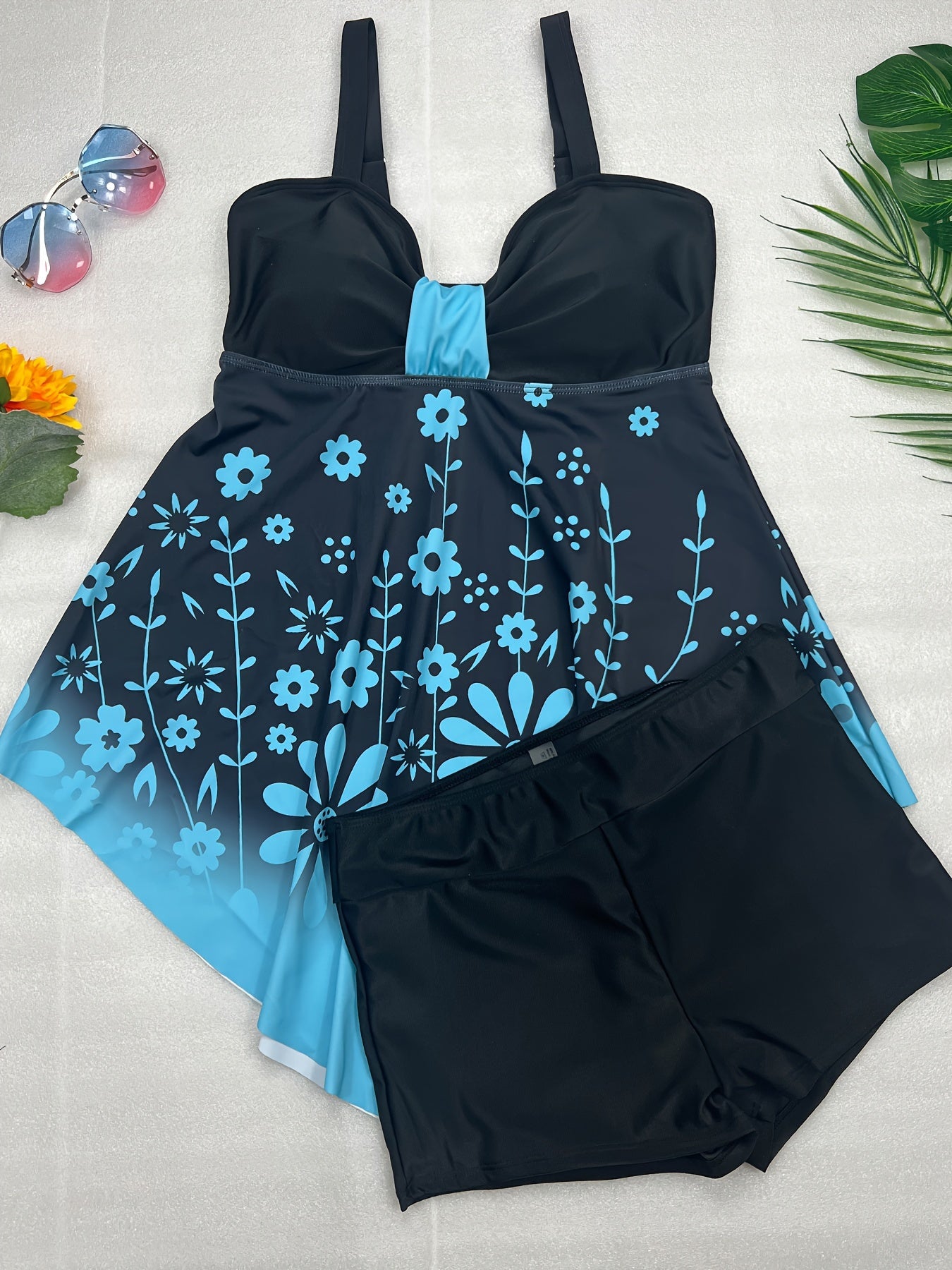 Plus Size Two Piece Vacay Tankini Set