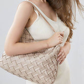 Vegan Leather Woven Tote Bag