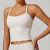 Square Neck Sports Tank Tops Criss Cross Back Longline Cami