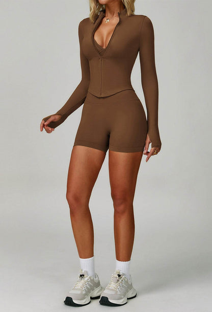 3 Pieces Activewear Set with Bra, Jacket and Short