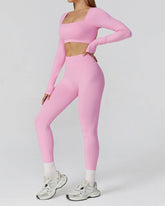 Athletic Wear with Long Sleeve Crop Top and Legging