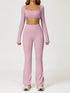 Sport Set with Square Neck Crop Top and Flared Pant