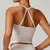 Square Neck Sports Tank Tops Criss Cross Back Longline Cami