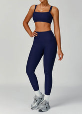 Ribbed Activewear Set with Sports Bra and Leggiing