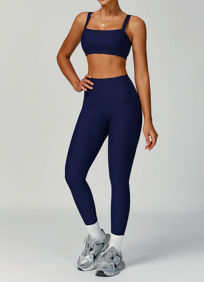 Ribbed Activewear Set with Sports Bra and Leggiing