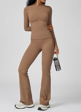 Sports Wear with Long Sleeve T-Shirt and Flared Leg Pants