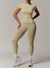 Yoga Wear Set with Short Sleeve T-Shirt and Legging