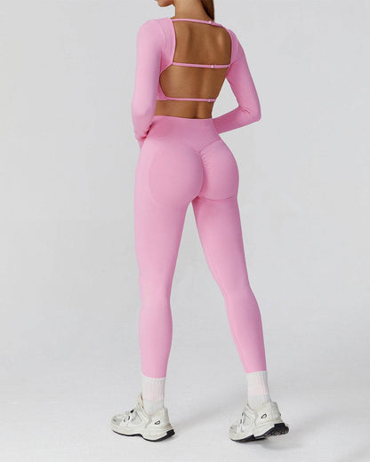 Athletic Wear with Long Sleeve Crop Top and Legging