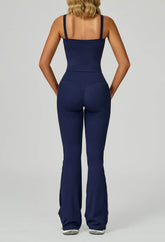 Activewear Set with Wide Strap Tank Top and Flared Pant