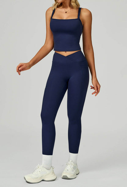 Activewear Set with Wide Strap Tank Top and Legging