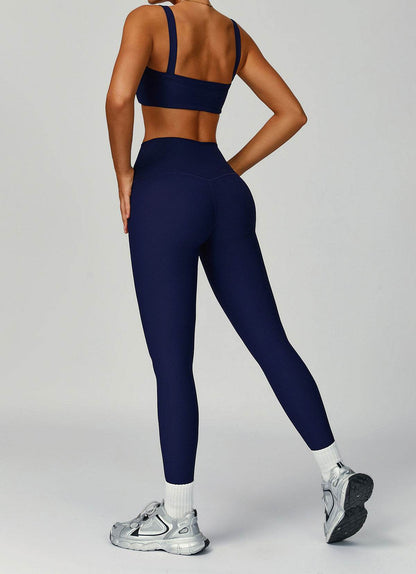 Ribbed Activewear Set with Sports Bra and Leggiing