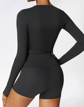 Crewneck Long Sleeve Shirt Basic Tees Slim Fit Crop Tops