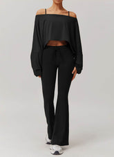 Sports Sets with Long Sleeve T-Shirts and Flare Pants