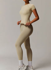 Yoga Wear Set with Short Sleeve T-Shirt and Legging