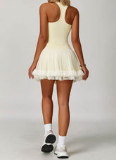Athletic Set with Racerback Vest and Mesh Tennis Skirt