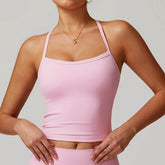 Square Neck Sports Tank Tops Criss Cross Back Longline Cami