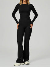 Sport Set with Long Sleeve Crew Neck T-Shirt and Flared Pant