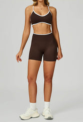 Sport Set with Color Block Sports Bras and Short