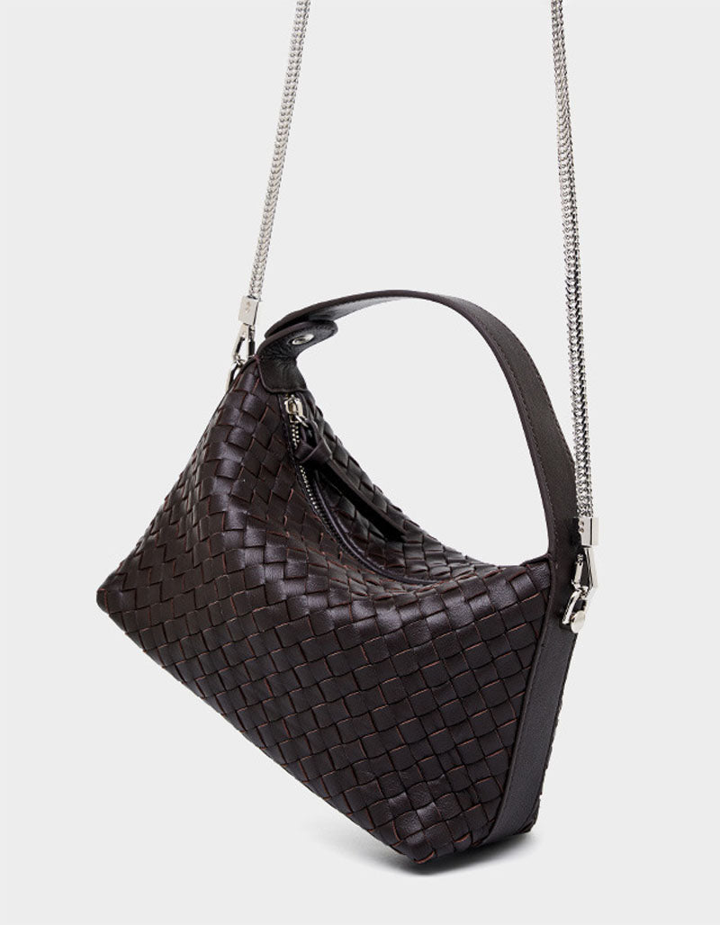 Leather Woven Pillow Tote Bag