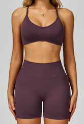 Sport Set with Color Block Sports Bras and Short
