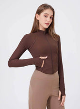 Cropped Running Jacket with Thumb Holes